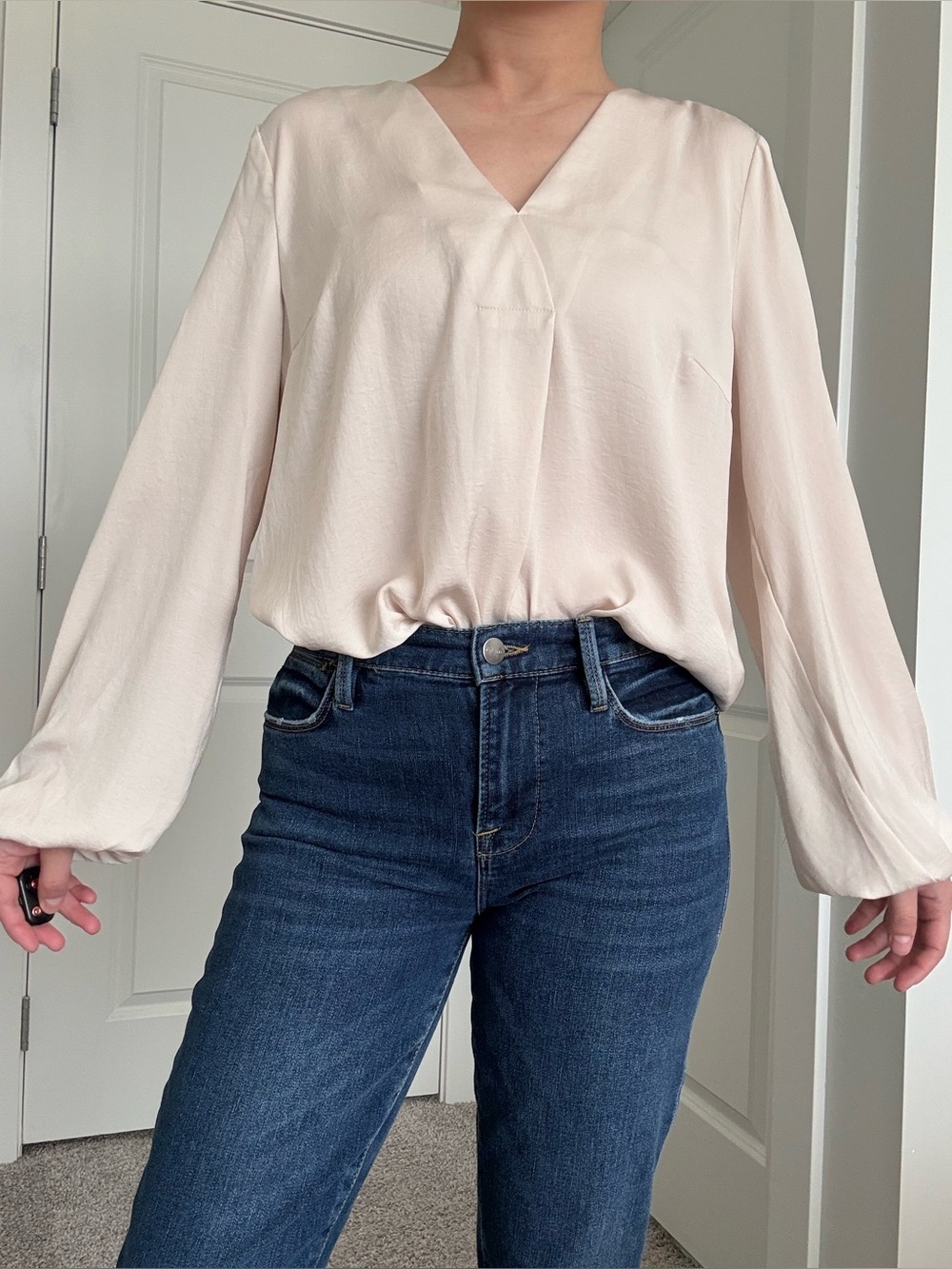 NWT InWear Beige V-Neck Chiffon Blouse